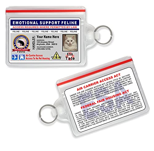 Emotional Support Feline Identification Card - Custom with Your Info and Cats Photo - Holographic