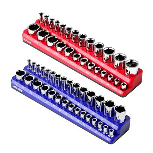 NOEAIKE 3/8 Inch Magnetic Socket Organizer,2-Pack Metric &SAE...