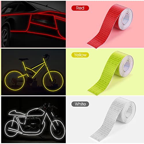 Abeillo ABEILLO-547098_1 3 Rolls Reflective Tape Outdoor Waterproof Reflective Warning Tape Reflector Tape Night Safety Stickers Silver thumb #5