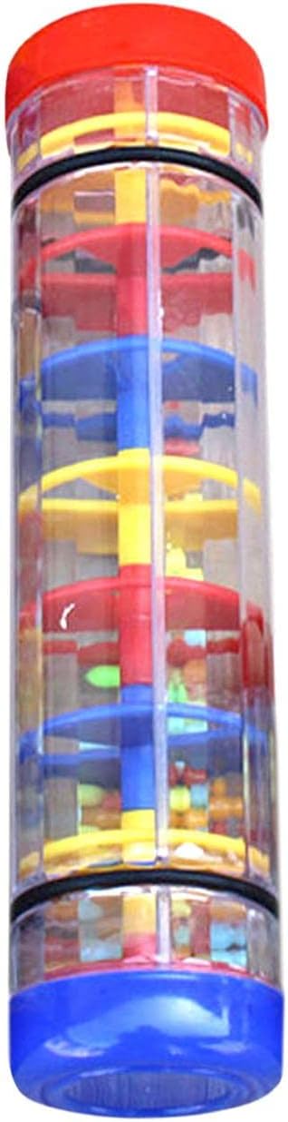 ERZU Rainmaker Rain Sticks - Mini Wooden Musical Shake - Beaded Raindrops - Rainbow Hourglass - Rain Maker Sound Toy - Baby Musical Toys For Kids Toddlers Boys Girls