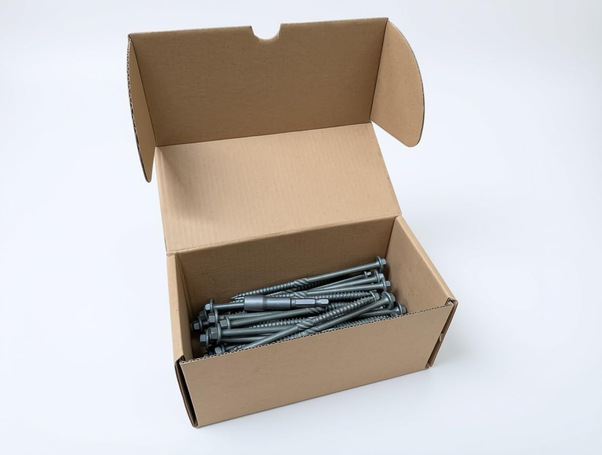 100x Exterior 6.3x125mm Hex Head Timber Screws Green Ruspert Coated | Heavy Duty Structural Wood Screws | Hex Washer Head | Landscaping, Sleepers, Decking & Timber Construction +2 FREE BITS