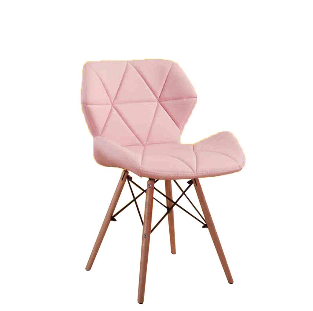 Chaise de salle à manger MU en bois massif, assise cuir rose au raffinement créatif unique