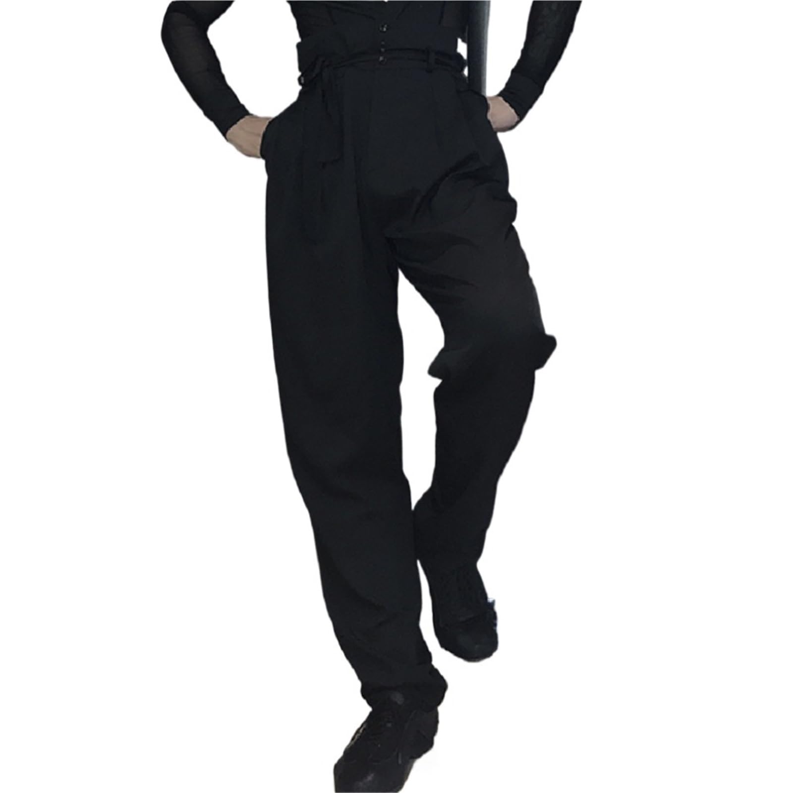 latein Tanzhose Gürtel Design Hohe Taille Hosen Männlichen Latin Dance Kleid for Männer Hosen Wettbewerb Gesellschaftstanz Kostüm