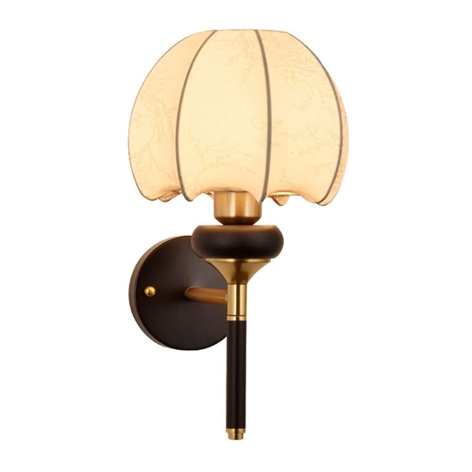HUAYUSEDF Industrial Fabric Shade Retro Brass Wall Sconce for Bedroom Bedside Living Porch Entryway Dining(B)