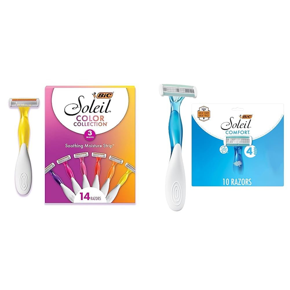 BIC Soleil Smooth Colors Womens Disposable Razors With Aloe Vera and vitamin E Soleil Comfort Disposable Razors for