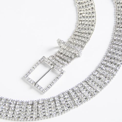 Rhinestones Waist Belt,Elegant Full Rhinestones Belt for Women Square Buckle Corset Belt for Evening Party Dresses Wedding Bride Waist Ornament4