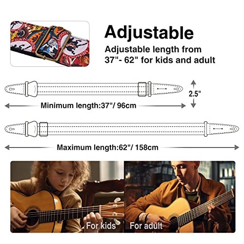 LEKATO Sangle Guitare, Sangle de Guitare Rayée Cuir de Vachette avec Poche à Médiator – avec 6 Crochets/Sangle de Verrouillage – Sangle de Guitare pour Basse, Guitares électriques et Acoustiques - Les Beatles, Paul McCartney, John Lennon, RIngo Starr, George Harrison LEKATO Sangle Guitare, Sangle de Guitare Rayée Cuir de Vachette avec Poche à Médiator - avec 6 Crochets/Sangle de Verrouillage - Sangle de Guitare pour Basse, Guitares électriques et Acoustiques – Image 4
