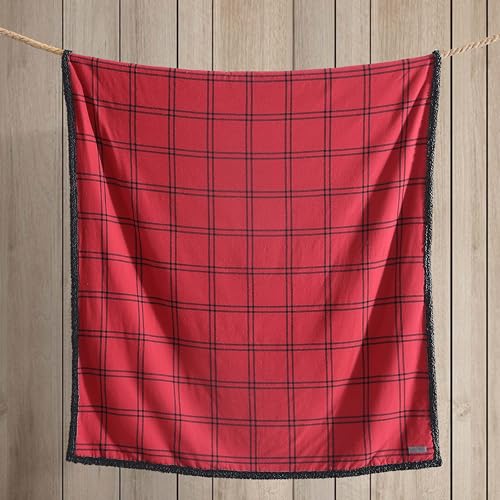 Image of Eddie Bauer - Throw Blanket, Soft & Reversible Cotton Flannel Bedding, Throw Blanket for Couch or Bed (Kettle Falls Red /Black, 50 inch x 60 inch)