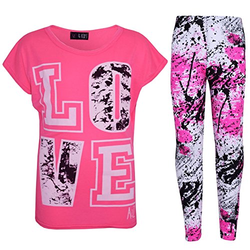 Image of A2Z 4 Kids Girls Love Crop Top T-Shirt And Splash Fashion Leggings Girls Pants Kids Outfit Sets Age 5-14 Years
