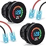 Frienda 2 Pieces DC 12 V Waterproof LED Digital Display Voltage Gauges Round Panel Car Voltmeters with Terminals Waterproof Voltmeter Battery Tester with Blue Light for Boat Marine Car Motorcycle