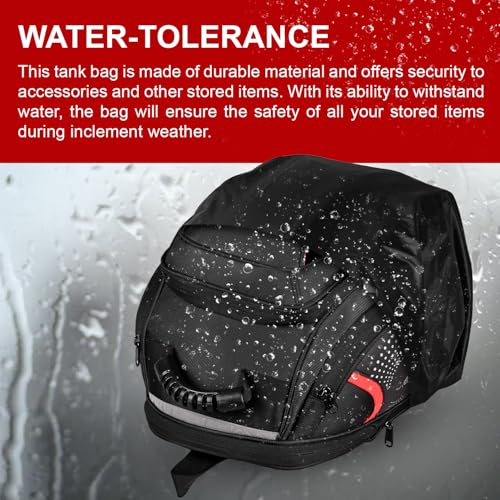 Image of Allextreme Magnetic Tank Bag for Bike | Universal Fit Expandable Motorcycle Storage with Rain Cover, Shoulder Strap & Multi-Pocket Design | Travel Gear for Touring, Camping & Commute (21L, Black)