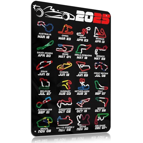 Grand Prix Circuit F1 Gifts - Letreros de metal vintage del Reino Unido, arte de pared F1, carteles de regalo para fanáticos de Fórmula Uno, regalos para hombres, garajes, cueva de hombre, oficinas en