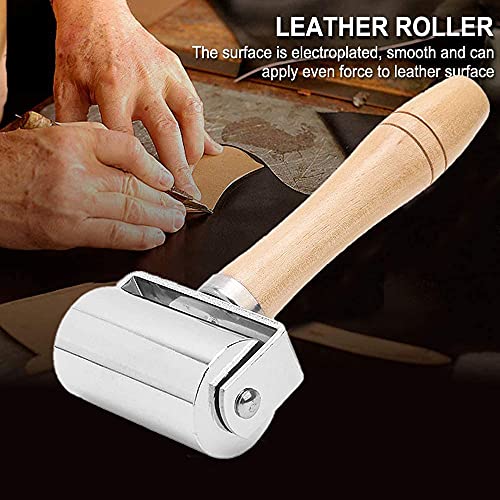 Lederen Press Roller, Lederen Lijm Randen Roller, Lijm Lamineren Tool, Houten Behang Rollers Gereedschap, Lederen Press Roller Met Houten Handvat Drukrol - Afbeelding 8