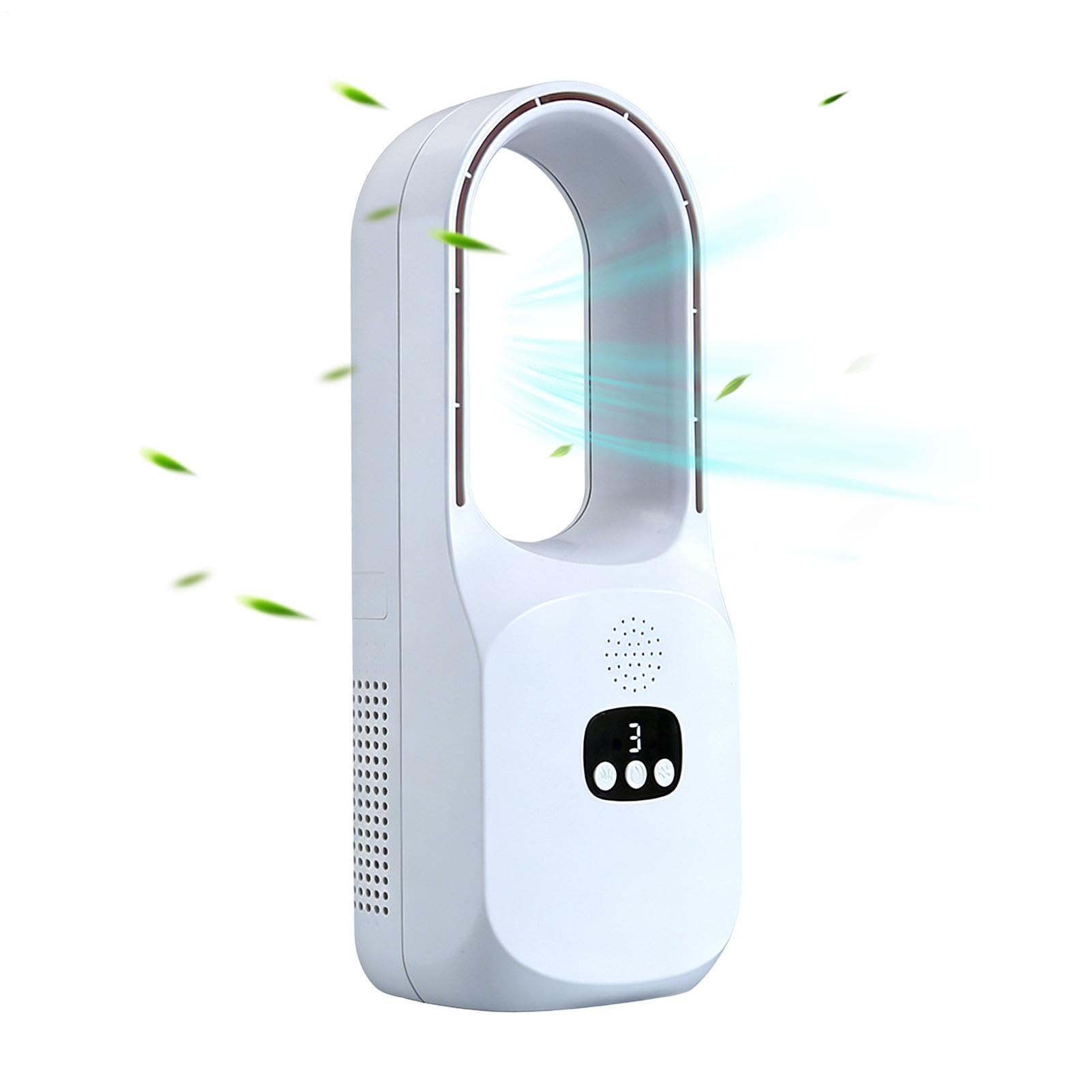 lyanny Ventilatore Da Tavolo Senza Pale - Oscillazione a 120 gradi, circolatore portatile con 3 velocità | E Silenzioso, Ideale Per Ufficio, Camera Da | Per Ufficio, Soggiorno, Camera, Campeggio,