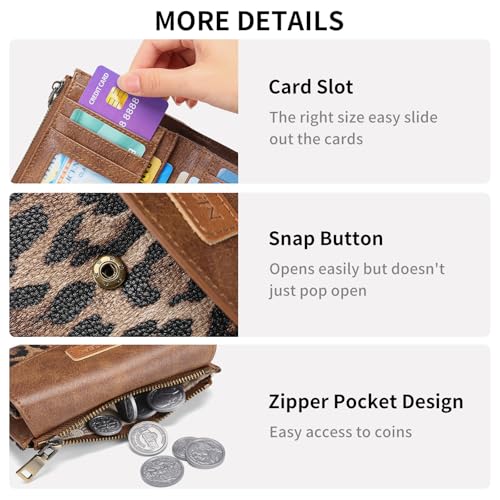 SENDEFN Small Womens Wallet RFID Blocking Double Zipper Pocket Card Holder Purse2