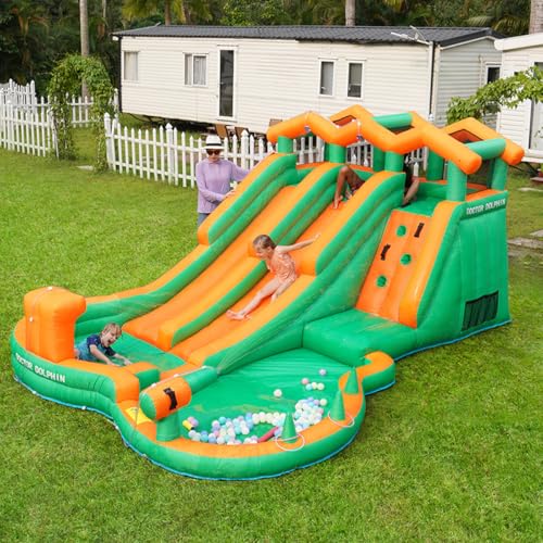 GT-WHEEL Inflatable Twin Water Slide for Kids Outdoor Play - Double the Fun (Twin slide racing park)