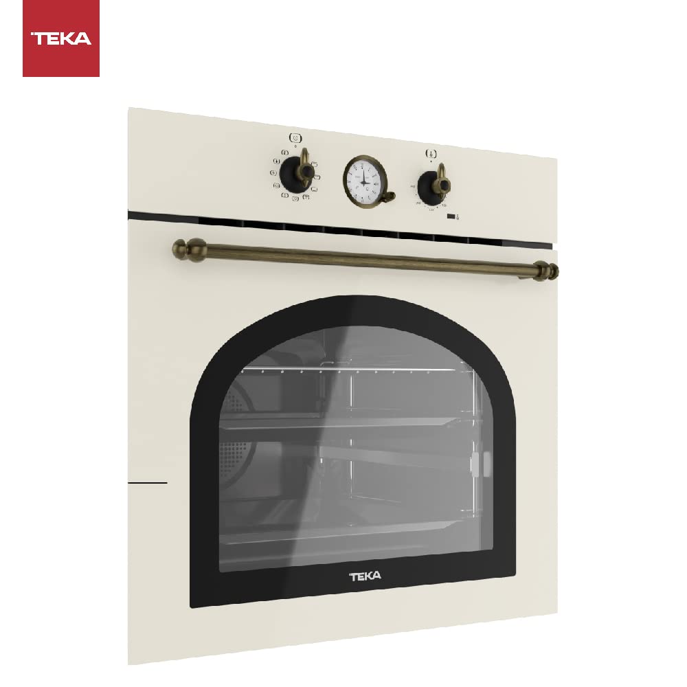 Teka HRB 6300 VN - Horno Multifunción SurroundTemp de 60 cm, Country Style Edition, 9 Funciones de Cocinado, Reloj Analógico con Programador, Color Vainilla