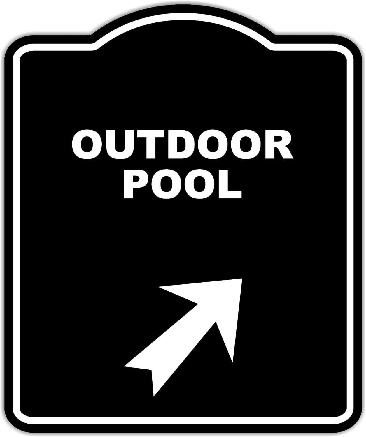 OUTDOOR POOL Black Sign Arrow Up Right Aluminum Composite Sign 20 x 24 inches
