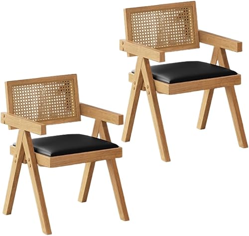 Miniatura 42 de YVYKFZD Juego de sillas de comedor de ratán, sillas de comedor de madera, sillas de cocina con respaldo tejido, sillón tapizado, silla auxiliar