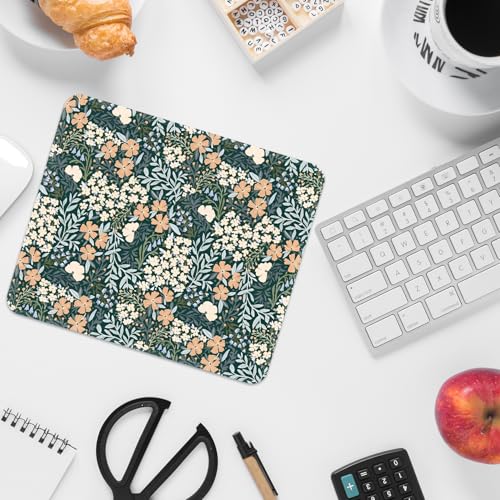 Image of FROGIGO Mouse Pad with Stitched Edges - Cute Floral Mousepad for Women, 9.25 x 7.75 inch Washable Square Desk Pad, Non-Slip Rubber Base, Office Home Laptop Accessories - Vintage Garden