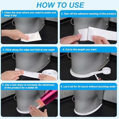 Image of PATIKIL Caulk Tape 1.5 inch x 10.5 Ft, Self Adhesive Sealing Tape Waterproof Toilet Tub Caulk Sealant Strip Sealing Trim for Kitchen Bathroom Toilet Bathtub Sink Countertop, Light Grey