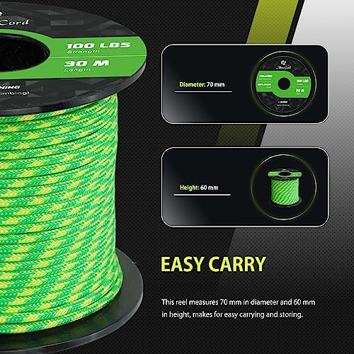 Abma Cord Paracord 100 lbs 2mm 100% Nylon 30M - Dayglow, Multi Color-dayglow, 30 Meters - Image 2