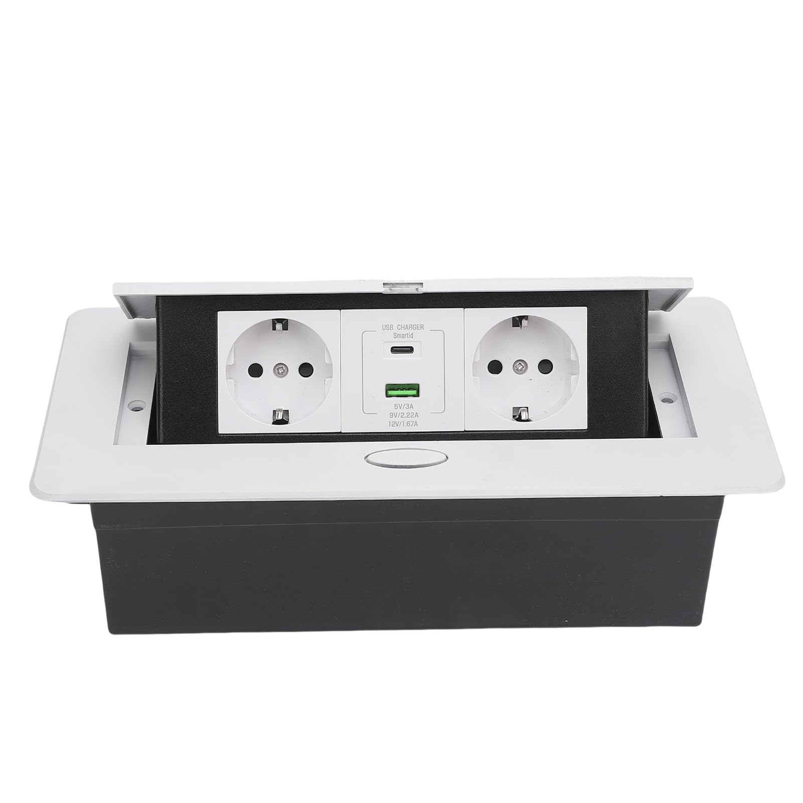 Scatola di Derivazione da Incasso da Tavolo, Hub di Alimentazione USB Tipo C a 2 Poli 16A 4000W con PC in Acciaio Inossidabile a Smorzamento Lento, per Piano di Lavoro