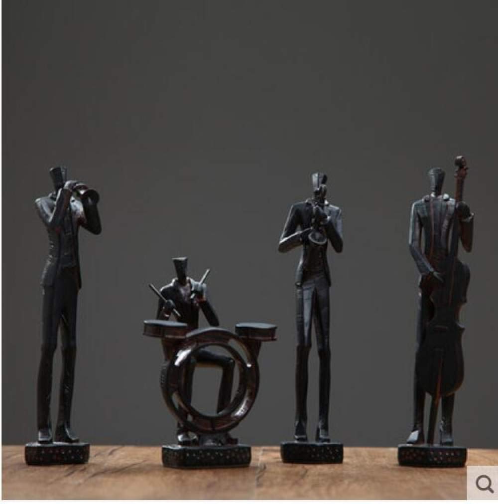 OIFMKC sculpture Nordic abstract style musician character sculpture decoration Fun retro musical instrument playing home sculpture,E