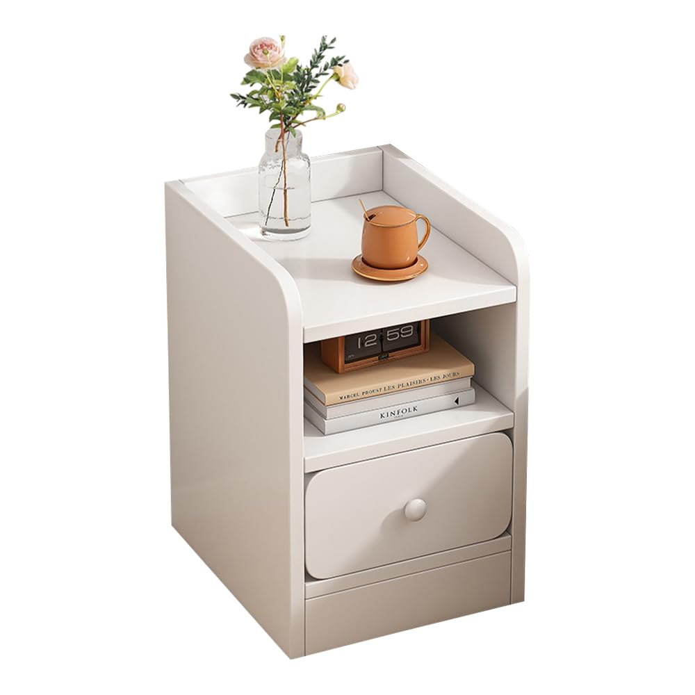 Warmiehomy Bedside Table Small Side Table with 1 Drawer 30x34x50cm,White