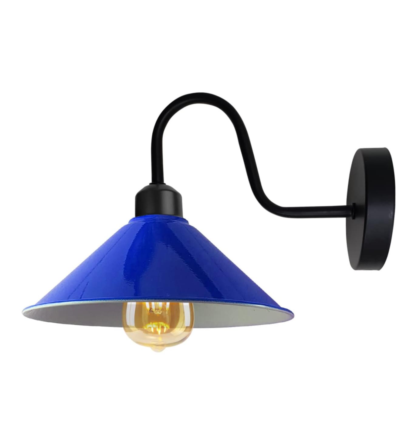 LEDSone Modern Navy Blue Swan Neck Wall Lamb E27 Metal Cone Shade Sconce — image 1