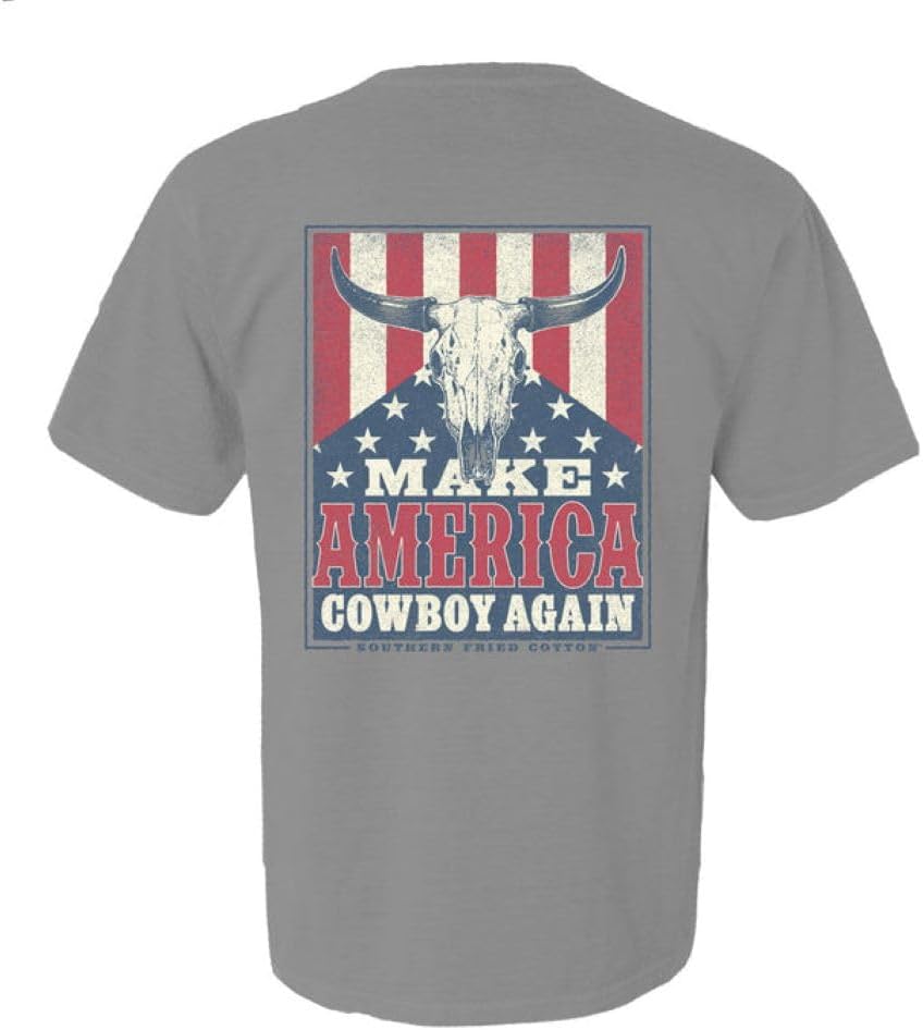Southern Fried Cotton Granite Make America Cowboy Again T-Shirt SFM12282