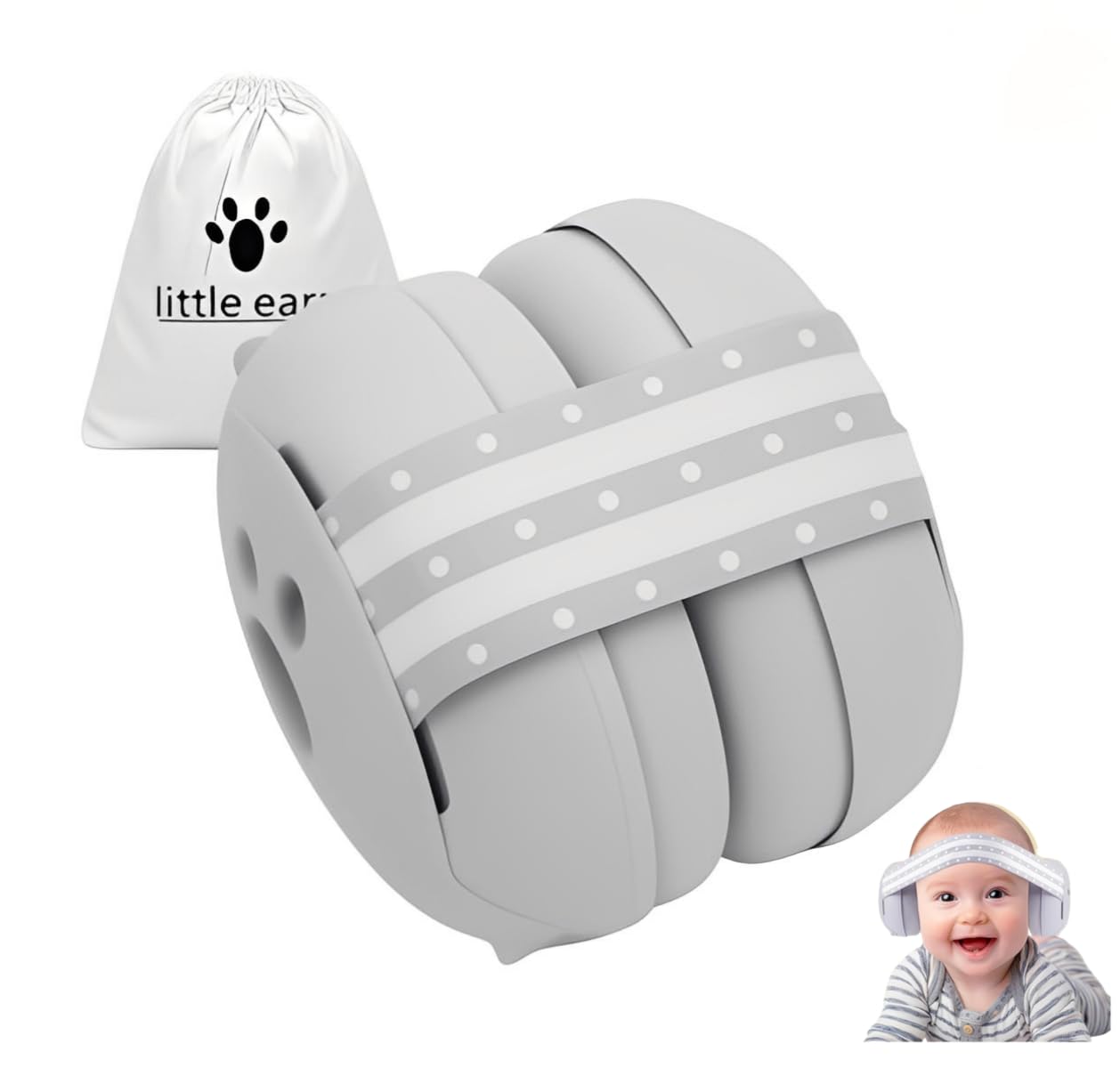 JITIFAZH Gehörschutz für Babys, Säuglingskopfhörer Lärmstündung für 0-36 Monate, Hochwertige Lärmschutz Kopfhörer Kinder mit Verstellbares ANTI-SLIP-Kopfband ideal für Alltag, Schlafen & Reisen, Grau