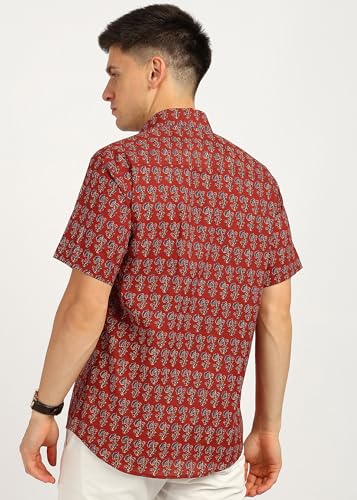 Image of BLOCKS OF INDIA Cotton Hand Block Print Half Sleeves Summer Shirt for Men