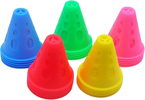 FZBNSRKO 20 piezas de colores mixtos Mini Conos de entrenamiento deportivo para niños adultos de plástico a prueba de viento para tráfico de tráfico