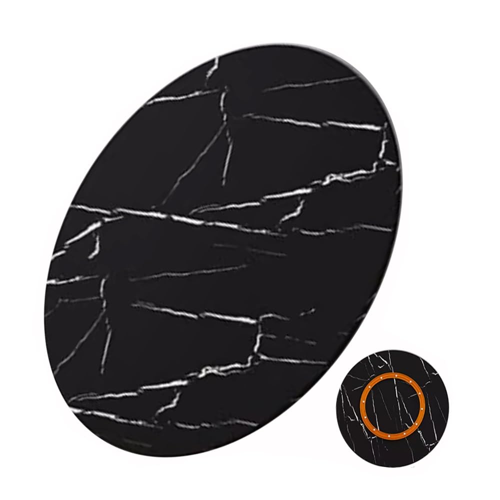 IMUNKT Large Wood Lazy Susan 40in 36in 32in 30in 28in, Dining Table Center Turntable, Kitchen Rotating Plate 360°, Rotatable Serving Tray, Share Food(Black marble,65cm/26in)