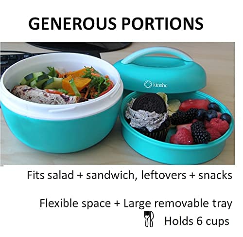 Salad Container Bento Bowl For Lunch | Lunch-Box To-Go Containers For Adults Kids | Meal Prep Kit With Lid Fits Big Salads For Women, Teens | Utensils Dressing Cup Bpa-Free, Blue #TOP5