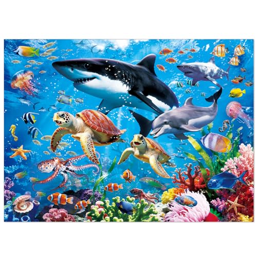 Fishwisdom 200 Piece Jigsaw Puzzle for Kids and Teens and Family Happy Game Time Animal Fest (Sea Animals)