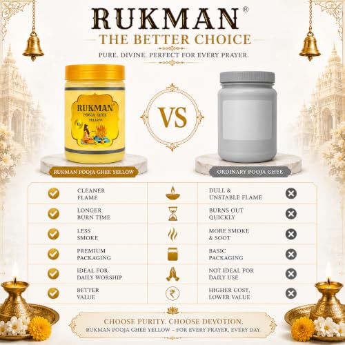 Image of Puja Ghee Yellow for Diya & Daily Puja | Long Lasting Divine Fragrance Deepam Oil | Premium Non-Edible | Lamp Oil for Mandir, Temples, Aarti & Festival (1000 ml)