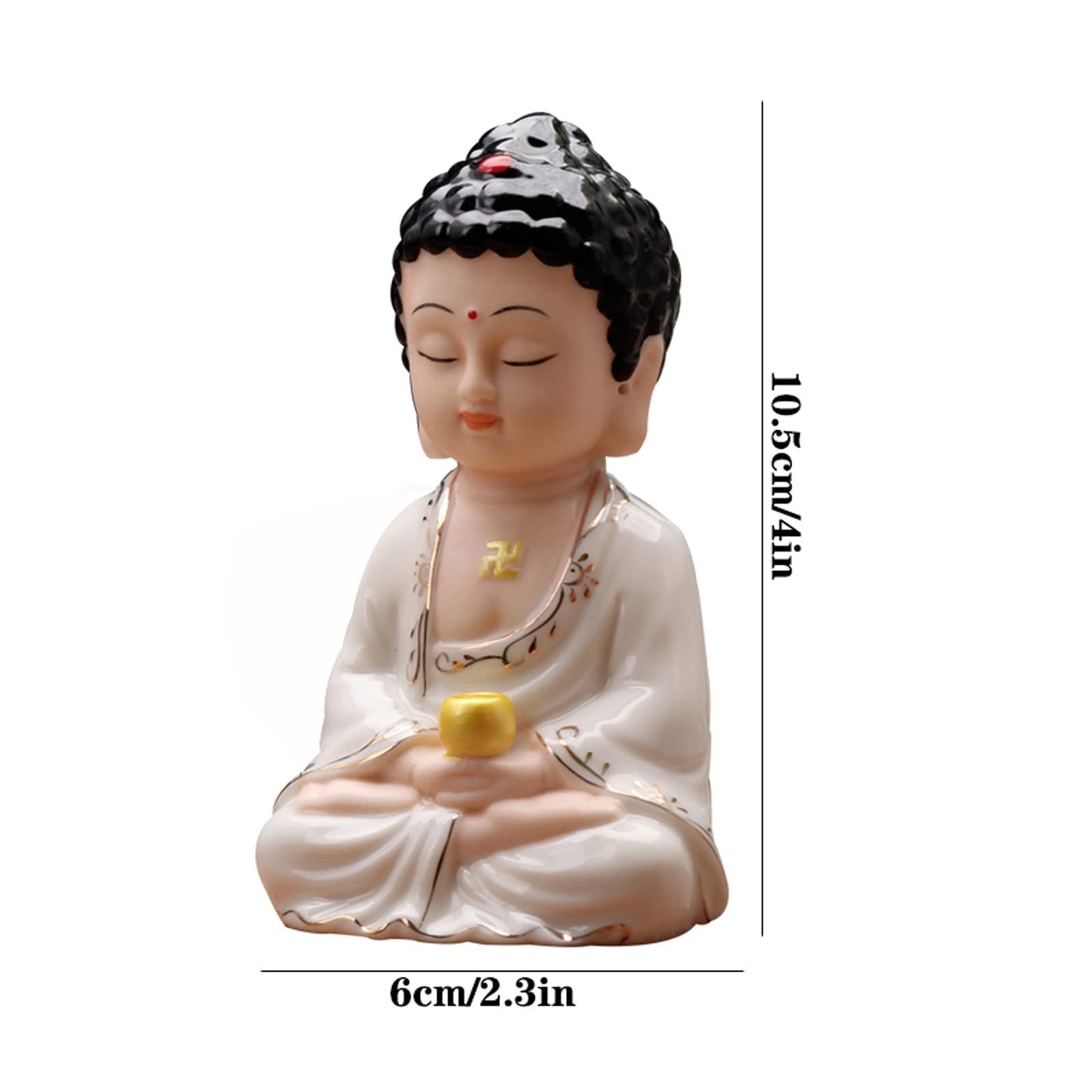 ULTRAWAVE Posąg Buddy Ręcznie robiony ceramiczny posąg Buddy Feng Shui Rzemiosło Buddy Statua Wnętrze samochodu Ozdoby Figurki Posąg Zen posągi buddyjskie (kolor: G)