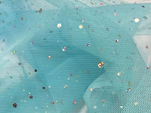 Tulle AZZURRO TURCHESE CHIARO con PAILLETTES