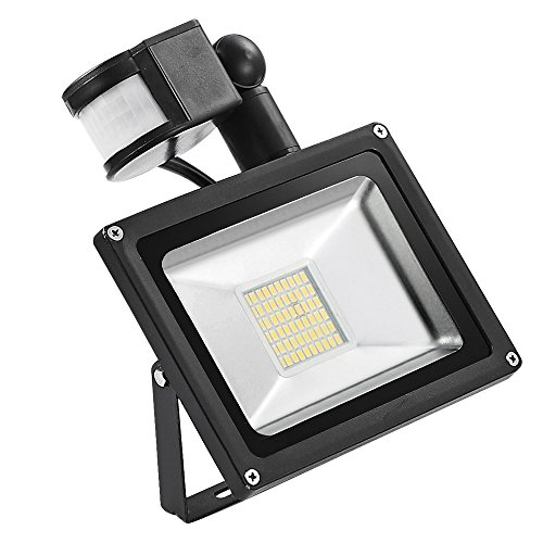 CSHITO 30W LED Projecteur Etérieur avec Détecteur de Mouvement Imperméable 2400lM Lumière Haute Luminosité Spot Aluminium Eclairage de Sécurité [4F] - Blanc Chaud 3000K [Classe Energétique A++] 