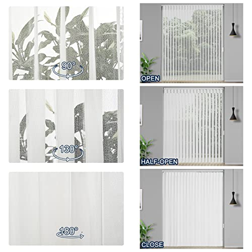 Pasoun Custom Vertical Blinds Shades Cordless Blinds Wand Control Adjust Light, Privacy Light Filtering For Patio Sliding Glass Door, Large Window, French Window, White Blinds, Custom Size #TOP2