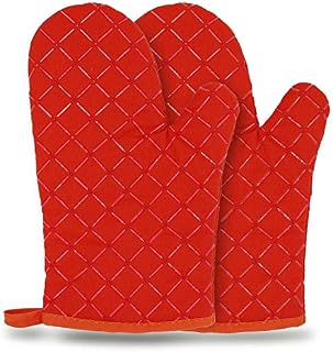 Ankier Oven Gloves,Heat Resistant Silicone Oven Gloves Non-Slip Kitchen Oven Gloves for Grilling,Cooking, Baking, Kitchen, Microwave, Pizza (Red, 1 Pair)