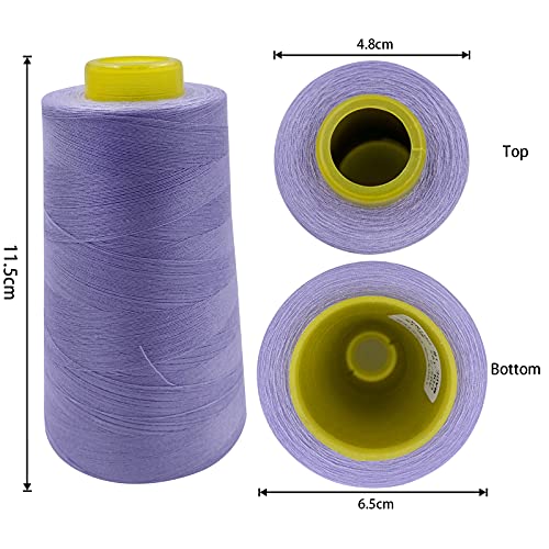 Tortoise 4 Cones Of 3000 Yards Each Spool Thread For Sewing All Purpose Sewing Thread 100% Polyester Thread For Serger Overlock Quilting Sewing Machine 40S/2 Light Purple #TOP2