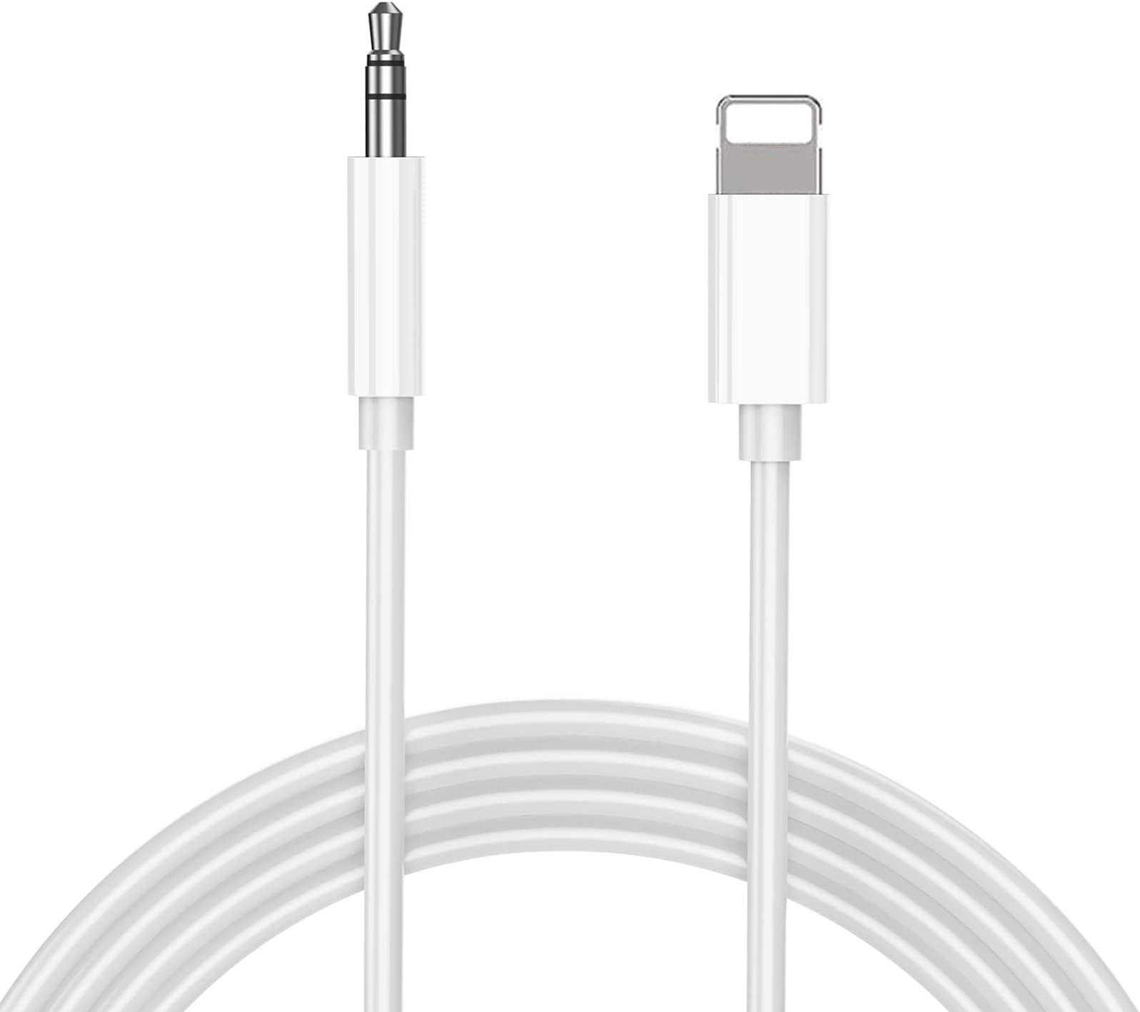 Car Aux Cable for iPhone 8 Aux Cord for Car to 3.5mm Jack Headphone Adapter for Aux Cable to Car Stereo Speaker Compatible for iPhoneXS/XR/X/8/7Plus/11pro/iPad/iPod and All iOS System Upgraded - White