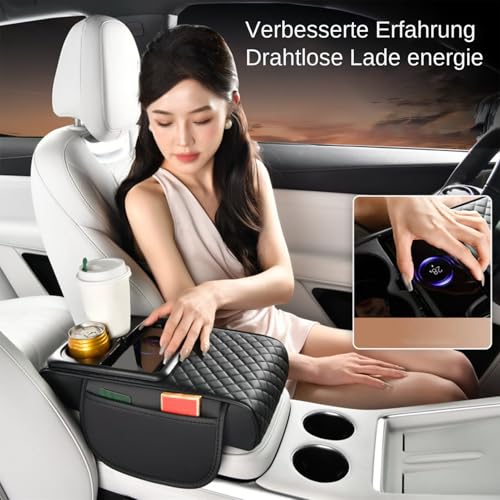 Extensor de consola central para coche con carga inductiva y portavasos 4