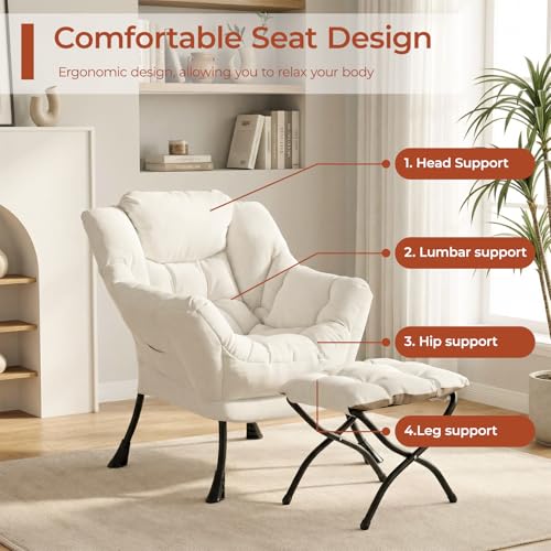 Sillón con Ottoman Plegable Beige miniatura 5