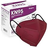 Miuphro KN95 Face Mask 50 Pack, Disposable Respirator Masks, 5 Layer Design Safety Mask for Protection, Ideal for Men and Women (Red)