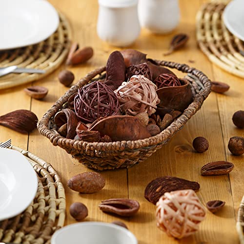 Rustic Vase Filler For Centerpieces - Dried Bark, Nuts, Seed Pods, And Decorative Balls For Bowl Filler - Mix Of Wood, Wicker, And Natural Fall Decorations #TOP3