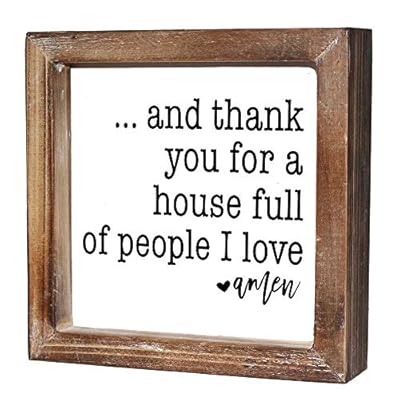 MACVAD Rustic Torched Wood Small Box Sign for Home Decor,Freestanding Thank You Sign for Kitchen,Square Wood Block Sign Table Decor,6" x 6" x 1.57"